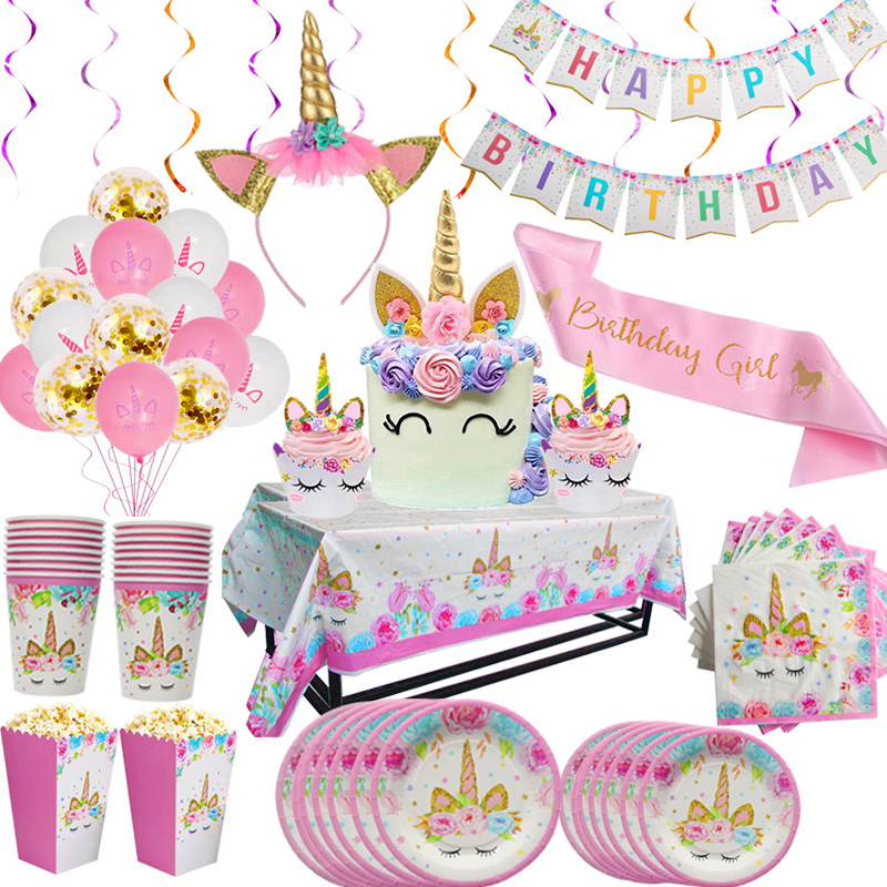 Confetti Balloon Set - Plato de unicornio, servilletas, suministros de