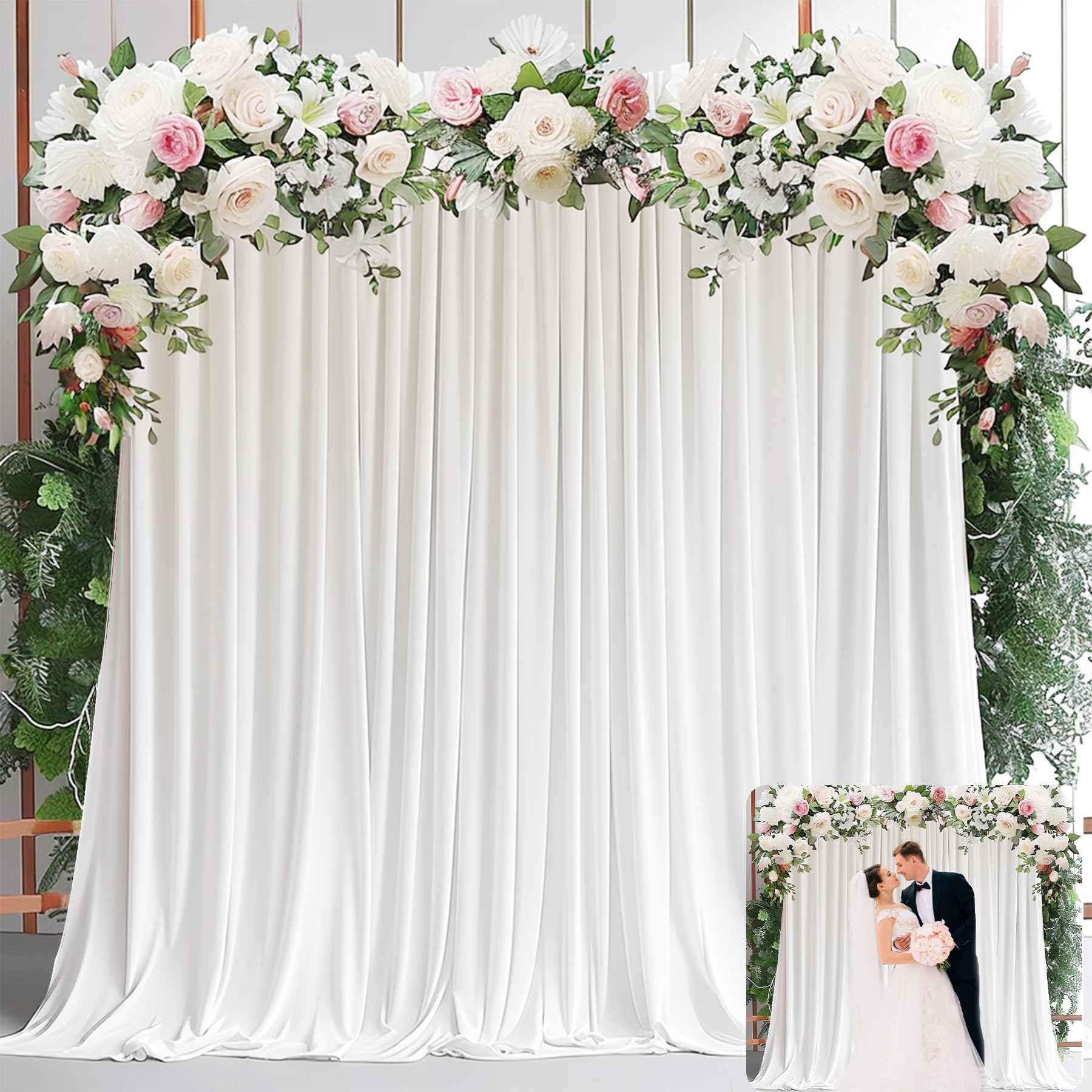 Wedding Backdrop Curtain - Cortinas de fondo blancas para fiestas,