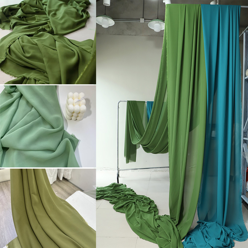 Georgette-tela de gasa verde a - Wedding Backdrop Curtain reseña y precio