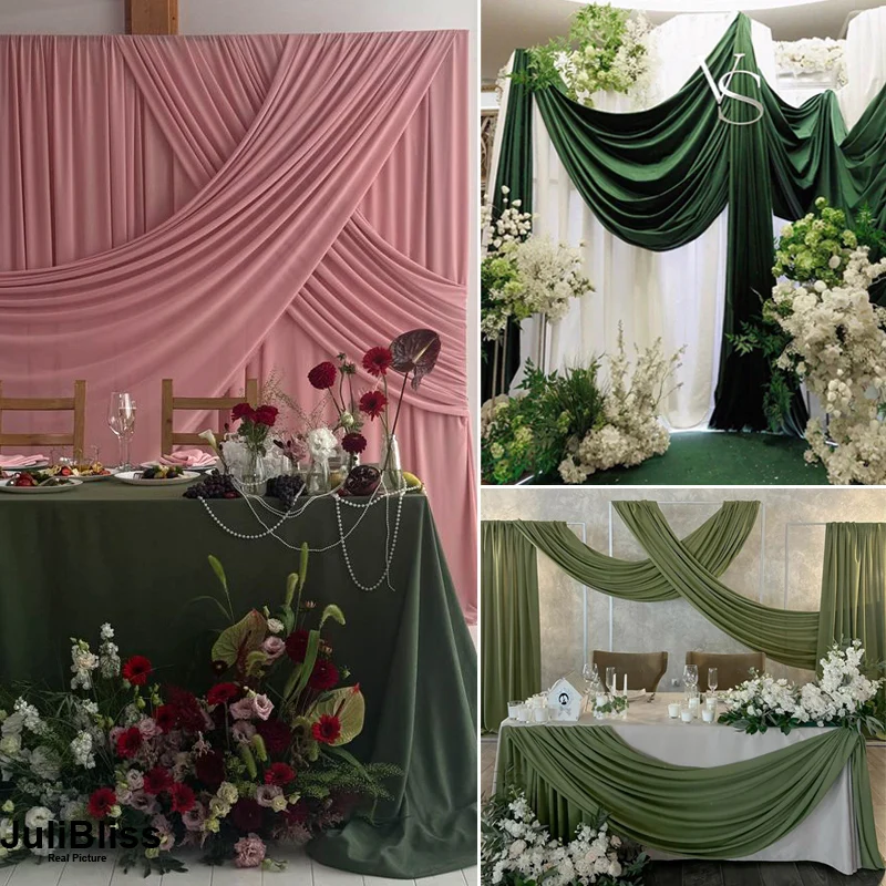 Tela de punto verde oliva y ag - Wedding Backdrop Curtain reseña y precio